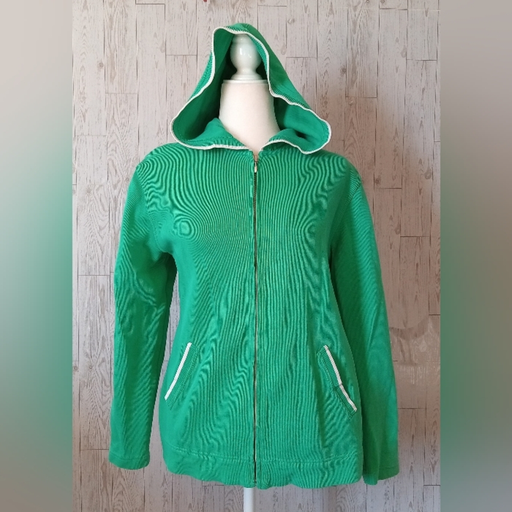 Talbots Full Zip Hooded Knit Top Women's Size L